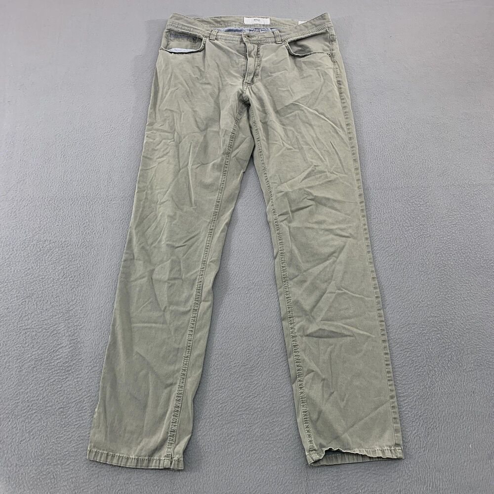 Brax Cooper Fancy Pants Mens 32x31Green Regular Fit Cotton Khaki Casual